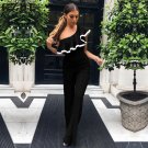GZDL Casual Pleated Ruffles Jumpsuit Women Overalls Cool Shoulder Summer Bodysuit Jumpsuits Flare Pa