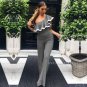 GZDL Casual Pleated Ruffles Jumpsuit Women Overalls Cool Shoulder Summer Bodysuit Jumpsuits Flare Pa
