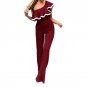 2017 Sexy Autumn Female One Shoulder Jumpsuit Ruffles Jumpsuits Women Plus Size Slim Overalls Wide L