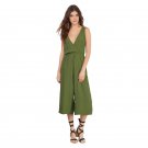 Fashion Casual Women Solid Sleeveless Hollow Loose One-piece Pants Sexy Deep V Neck Jumpsuit New