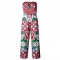 New 2018 Spring Summer Women Vintage Casual Sexy Strapless Print Jumpsuits Loose Boot Cut Retro Ladi
