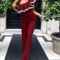 2017 Ruffles Jumpsuits Women Female Plus Size Slim Overalls Autumn One Shoulder Jumpsuit Wide Leg Pa