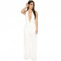 S-2XL New Women Sexy Jumpsuit Deep V Collar Lady Backless Loose Jumpsuit Bodysuit Romper White/Beige