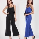 2017 New Womens cotton Temperament  novelty Sleeveless Chiffon straight  Wide-legged pants Jumpsuit
