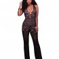 Summer Milk Silk V-neck Sexy Women Lace Jumpsuit Long Pants Trousers Skinny Hollow Out Jumpsuits