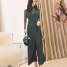 TWOTWINSTYLE OL Ruffle Sashes Tunic Asymmetric Jumpsuits Women Loose Sleeveless High Waist Wide Leg 