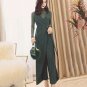 TWOTWINSTYLE OL Ruffle Sashes Tunic Asymmetric Jumpsuits Women Loose Sleeveless High Waist Wide Leg