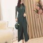 TWOTWINSTYLE OL Ruffle Sashes Tunic Asymmetric Jumpsuits Women Loose Sleeveless High Waist Wide Leg
