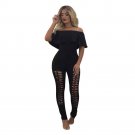 Ruffles Hole Skinny Sexy Rompers Womens Jumpsuit Off Shoulder Slash Neck New Summer Jumpsuit Women C