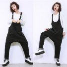 Spring 2016 female leisure denim straps hanging crotch trousers conjoined condole belt pants big yar
