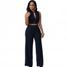 Casual Rompers Womens Jumpsuit 2018 New Summer Overalls Sleeveless Loose Belted Wide Leg Jumpsuit Wo