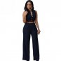 Casual Rompers Womens Jumpsuit 2018 New Summer Overalls Sleeveless Loose Belted Wide Leg Jumpsuit Wo