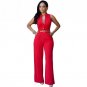 Casual Rompers Womens Jumpsuit 2018 New Summer Overalls Sleeveless Loose Belted Wide Leg Jumpsuit Wo
