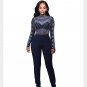 Autumn Sexy Bodycon Long Sleeve Jumpsuits Fashion Mesh Patchwork Geometric Rhinestone Rompers Womens