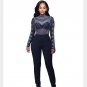 Autumn Sexy Bodycon Long Sleeve Jumpsuits Fashion Mesh Patchwork Geometric Rhinestone Rompers Womens