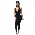 New Fashion Sleeveless Elegant Jumpsuit  New Arrivals Bodycon Deep V neck Backless Sexy Club jumpsui