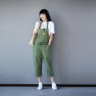2017 hanging neck belt big pocket strap pants women\'s jeans big yards seven points