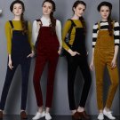 2017 women jumpsuits new loose large size high waist corduroy strap pants