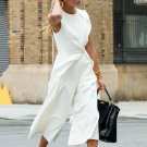 TWOTWINSTYLE Sleeveless White Jumpsuits Women Autumn Loose Big Size Wide Leg Pants High Waist Calf L