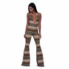 Deep V Halter Backless Bohemian Jumpsuit Wide Leg 2018 Summer Fashion African Casual Maxi Romper One
