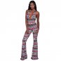 Deep V Halter Backless Bohemian Jumpsuit Wide Leg 2018 Summer Fashion African Casual Maxi Romper One