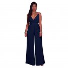 2018 New Womens Rompers Elegant Summer Sexy Party Black V-Neck Spaghetti Strap Loose Club Long Pants