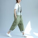 2017 casual large size female casual strap jeans personality stitching big pocket was thin