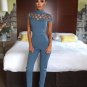 MOONIGHT 3 Color Summer Sexy O-Neck Short Sleeve Jumpsuits Simple Hollow Out Elegant Overalls Romper