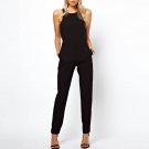 Summer Women Sleeveless Jumpsuit Casual Solid Bodysuit Crew Neck Long Playsuits Jumpsuits FS99