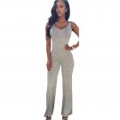 Long Womens Jumpsuit Overalls Sleeveless Bodysuit Black Summer Style Open Back Jumpsuit Grey Women F
