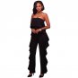 Sexy Strapless Jumpsuit Office Lady Wear Fashion Wave Ruffles Women Slim Fit Long Jumpsuit Women Cas