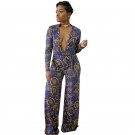 Plus Size S~3XL Women Long Jumpsuit Fashion Turn Down Collar Sexy Deep V Jumpsuit Casual Long Sleeve