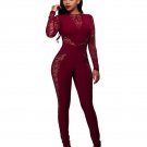 Sexy Lace Splice Women Jumpsuit 2017 European and American Style Full Sleeve Long Pants Rompers Wome