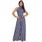 Fashion Stripe Sexy Backless Lace-up Jumpsuit Women\'s Summer Sleeveless Halter Wide Leg Jumpsuits