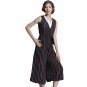 New Summer Jumpsuit Women Black Striped Rompers Sleeveless Printed Bodysuit Patchwork V-neck Romper
