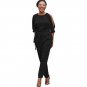 Women Casual Solid Jumpsuit Sexy Backless Slim Fit Piece Pants Overalls Ladies Round Neck Split Slee