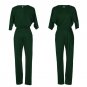 Women Casual Solid Jumpsuit Sexy Backless Slim Fit Piece Pants Overalls Ladies Round Neck Split Slee