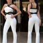 New 2016 Jumpsuit women\'s overall Black white stitching Straps Rompers Sling Halter sexy fashion wa