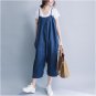 Plus Size 2018 Women Denim Blue Strapless Buttons Harem Romper Loose Dungaree Overalls Suspender Ski