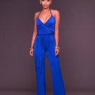 2017 Summer New Sexy Rompers Women Overall OL Style Halter Plus Size Wide Leg Halter Jumpsuit R80478