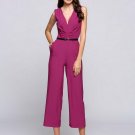 FANALA Jumpsuit Summer Rompers Womens Jumpsuit Fashion V Neck Sleeveless With Pocket High Waist Wide