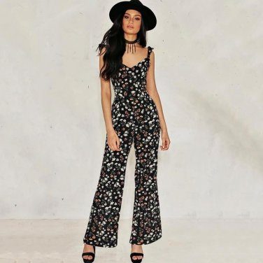 2017 Jumpsuits Summer Boho Style Chiffon Rompers Womens Jumpsuit Floral Backless Off Shoulder Beach 