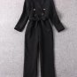 2017 Spring New Jumpsuit Rompers Women Lapel Collar Double Breasted Adjustable Waist Solid Red Black