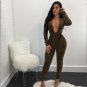 New 2017 Sexy Deep V Neck Bright Silk Cloth Bandage Jumpsuits Mengpipi Women Slim Long Sleeve Jumpsu
