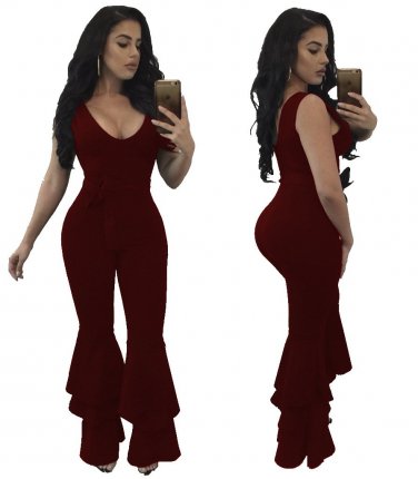 NEW 3xl Plus Size Sashes Rompers Womens Jumpsuit Boot Cut Pants Rayon Fashion Black Milk Silk Ladies