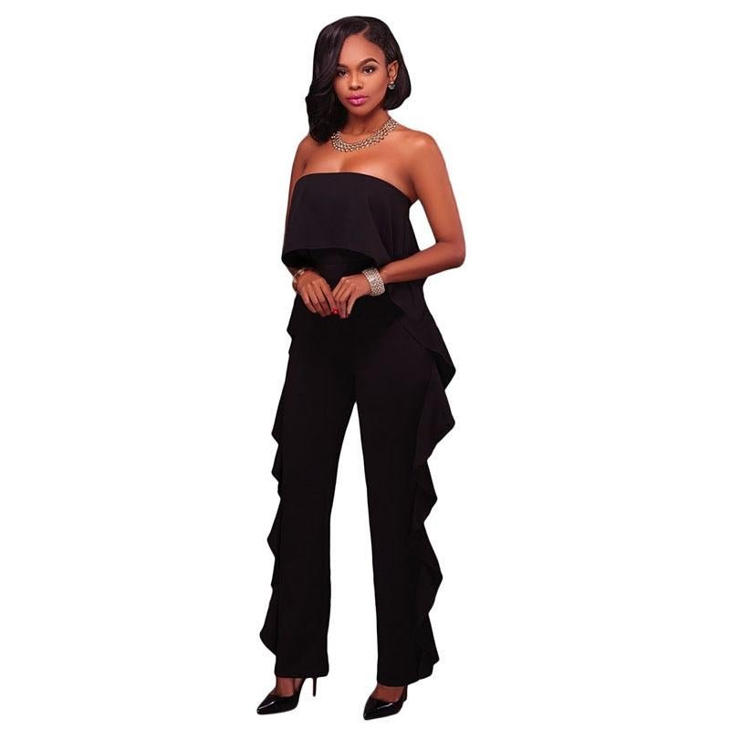 Solid Summer Jumpsuits Sexy Slash Neck Backless Rompers Sleeveless Off Shoulder Elegant Bodycon Casu