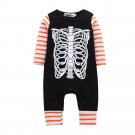Newborn Baby Boys Girls Romper 2017 Fashion Skeleton Print Happy Halloween Stripe Romper Jumpsuit Ou
