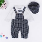 Newborn Rompers Jumpsuit Summer Baby Boys Lattice Gentleman Rompers+Cap Suits Sets Kids Clothes Outf