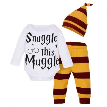 3PCS Set Newborn Baby Boys Girls Clothes Set Tops Rompers Cotton Pants Leggings Hat Outfits Clothing
