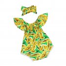 Baby girls set Infant Baby Girl Off Shoulder Print Romper Jumpsuit Headband Outfit Clothes Set kids 